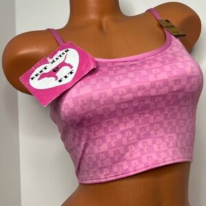 Victoria’s Secret PINK S Logo Sports Bra Ultimate Longline Active Strappy Pink